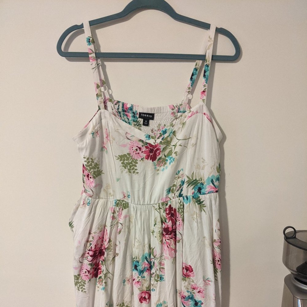 Torrid Ivory Floral Challis Hi-Lo Skater Dress